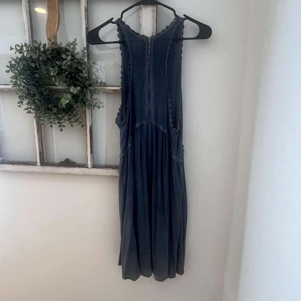 POL Beckah Dress Midnight Dusty Blue Boho Dress Zipper‎ Size M - Picture 6 of 8